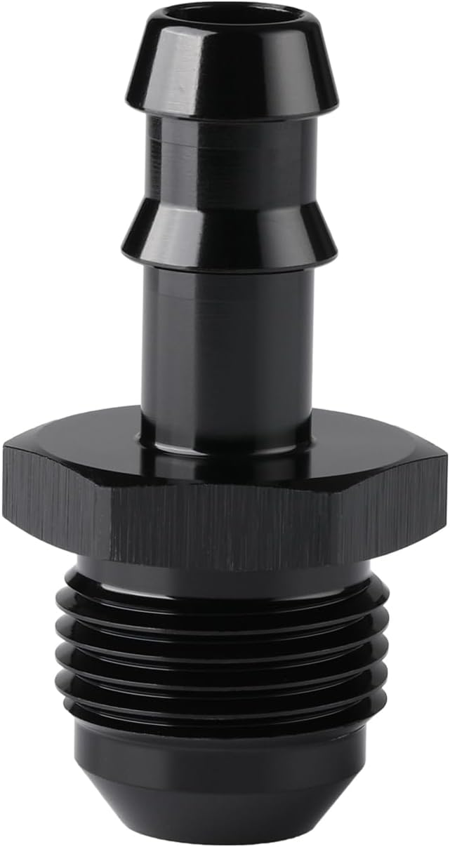8AN Male Flare to 3/8 Hose Barb Straight Fitting Adapter Aluminum Black