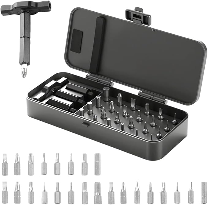 24 in 1 Magnetic Ratchet Screwdriver Set, Multi Bit Screw Driver Set Kit with Precision Bits & Case, Suitable for Home Repairs, DIY Projects, and Electronics (Set A)