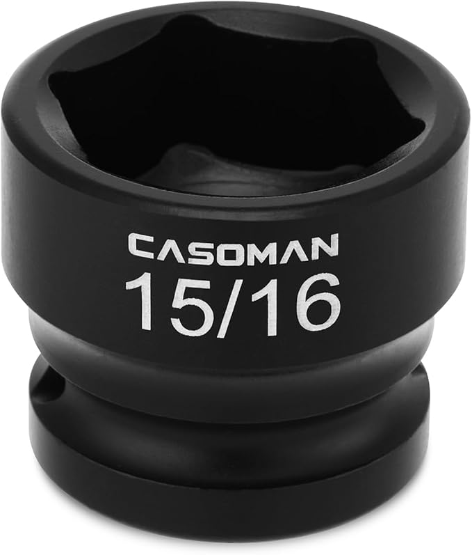 CASOMAN 1/2" Drive 15/16" Stubby Impact Socket Set, 6-Point, 1.1" Length, CR-MO, SAE