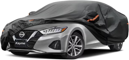 Kayme 7 Layers Car Cover Custom Fit for Nissan Maxima (1988-2025) Waterproof All Weather for Automobiles, Outdoor Full Cover Rain Sun UV Protection.Black