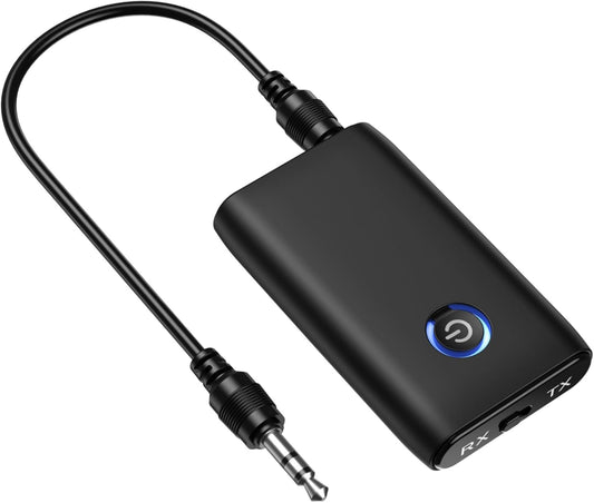 LOFICOPER Bluetooth Transmitter Receiver for Car, 2 in 1 Aux Bluetooth 5.3 Adapter, Wireless Music Receiver for Car Stereo System, Headphones, Speakers, Hands Free Call