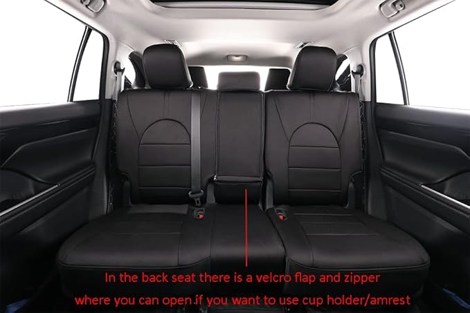 EKR Grand Highlander Seat Covers for Trucks Toyota Grand Highlander 2024 2025 2026,2nd Row 40/60 Split,Car Seat Covers Full Set -Neoprene(Black)
