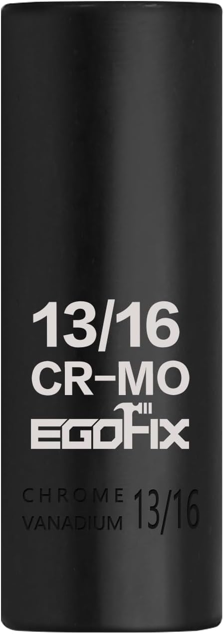 1/2" Drive Deep Impact Socket, 13/16 Inch SAE Socket, CR-MO 6 Point for Easy Removal of Axle Nut