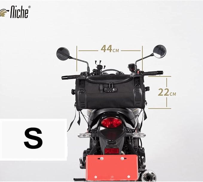Niche Stackable Tail Bag, Three sizes, Motorcycle Rear Seat Bag with Waterproof Rain Cover, Motorbike Travel Luggage, Zipper closure, Large Capacity-22L