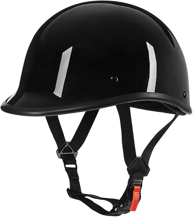 Half Helmet Polo Cap Half Shell Open Face Motorcycle Helmet - DOT Approved(Light Black,Small)