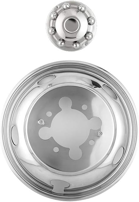 4pcs 17" Polished Stainless Steel Dually Wheel Simulators,Nice Looking Bolt On Wheel Cover with Removable Centre Cap,8 Lug 5 Hand Hole Hubcap Fit for 2003-2018 Dodge Ram 3500 17D8