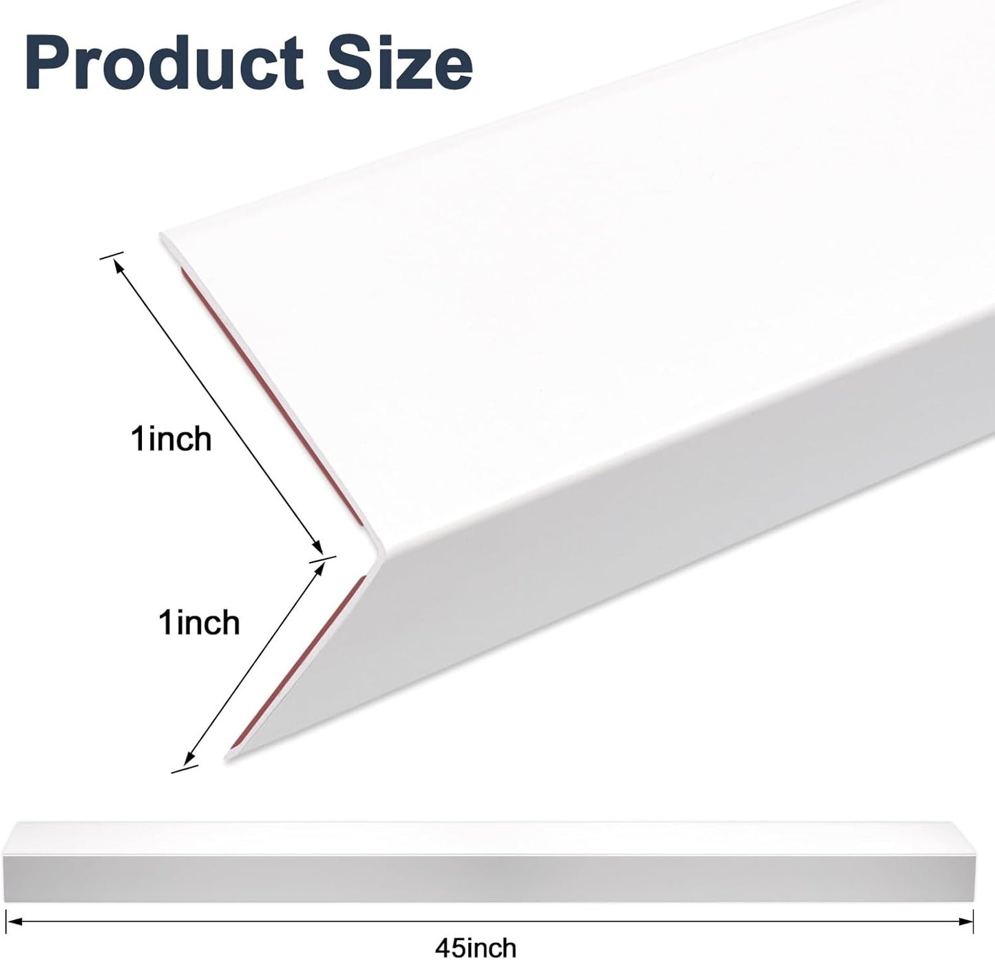 4PCS 45" White Metal Corner Protectors, Aluminum Self Adhesive Corner Guards, Metal Wall Edge Protector Strip, Furniture Corner Protectors, Wall Cabinet Baseboard Decoration 45" x 1"