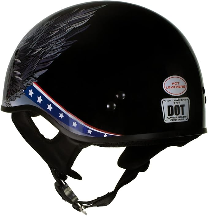 Hot Leathers Advanced Motorcycle DOT Skull Cap Classic Half Helmets Biker HLT