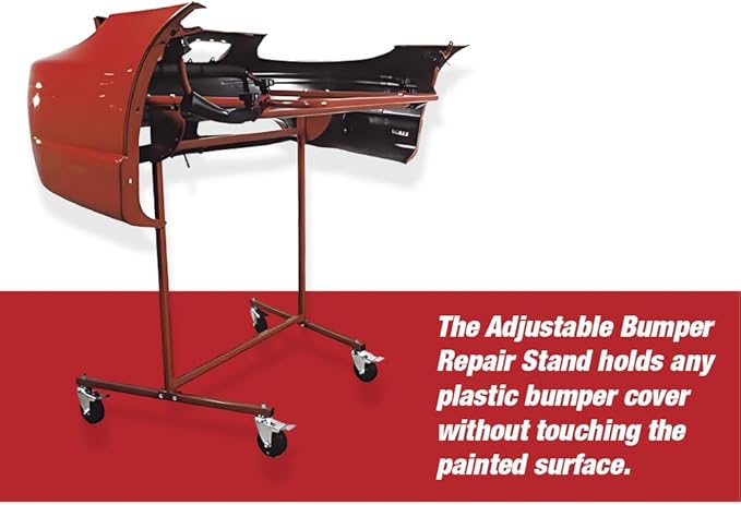 LAUCO Adjustable Bumper Stand, Securely Holds Plastic Car Bumper Covers for Automotive Bodyshop Repair - Multiple Angles, 5 Locking Positions, Wheels - Sand, Prep, Spray Primer, Paint Bodywork [8044]