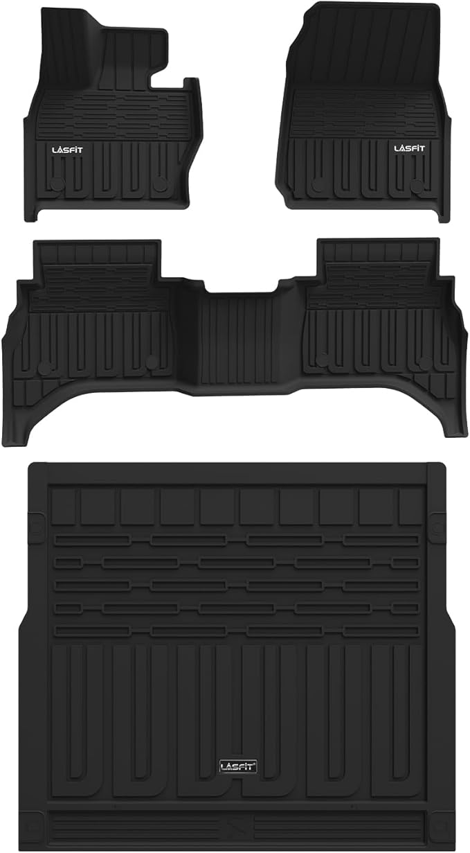 LASFIT Floor Mats & Cargo Mat for Range Rover Sport 2023-2025, TPE All Weather Protection 1st & 2nd Row Rubber Floor Liners for Range Rover Sport Accessories, Black, Easy to Clean