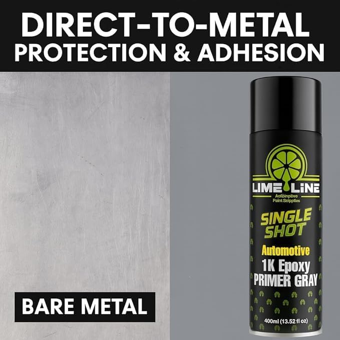 LiME LiNE 1K Epoxy Primer Aerosol Spray Paint - Automotive Bare Metal Adhesion & Rust Protection - Professional Grade - Gray 400ml (Pack of 6)