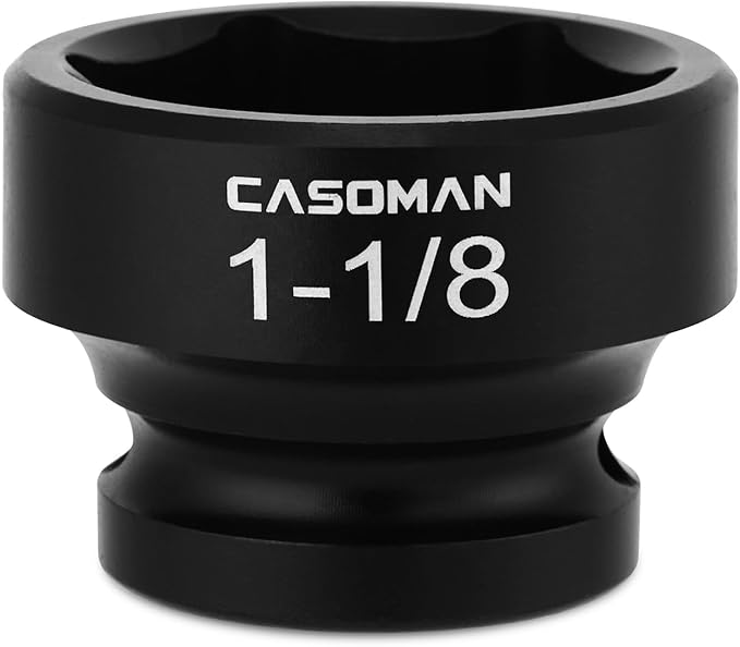 CASOMAN 1/2" Drive 1-1/8" Stubby Impact Socket Set, 6-Point, 1.1" Length, CR-MO, SAE