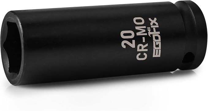 1/2" Drive Deep Impact Socket, 20mm Socket, CR-MO, Metric, 6 Point