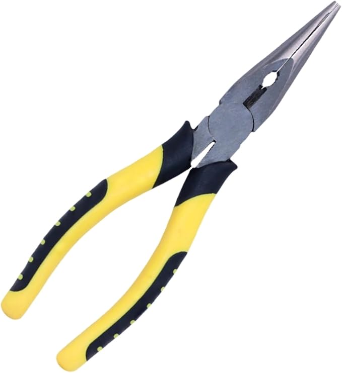 8-Inch Needle Nose Pliers: Paper Clamp Precision, Premium Heavy-Duty CRV Steel, Large Soft Grip with Wire Cutter,Chrome Vanadium Steel Long Nose Cutting Pliers