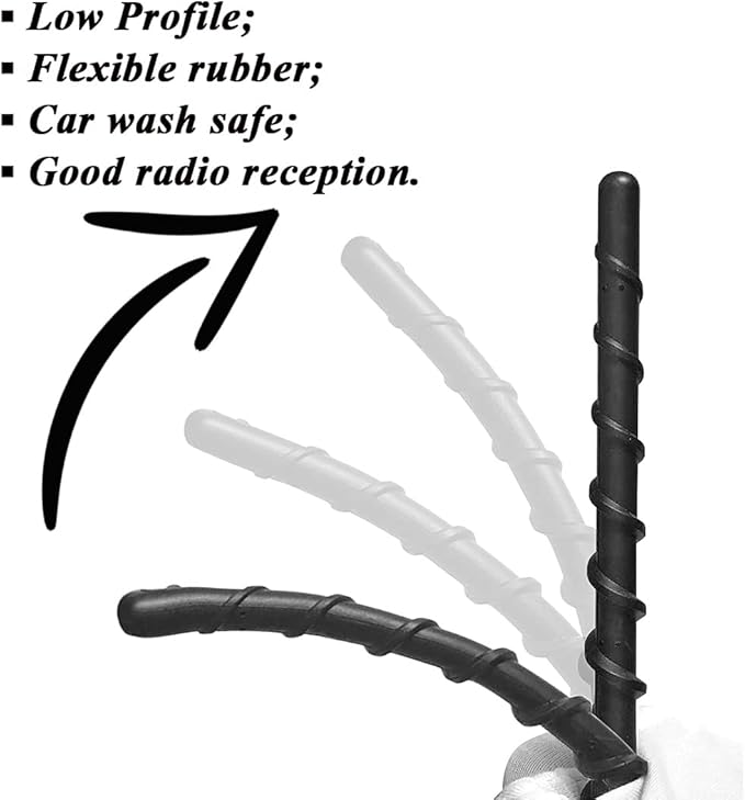 Short Antenna for Harley Davidson Touring | Street Glide | Electra Glide | Road Glide | Tri Glide | Ultra Limited/Classic, 1998-2026 | Designed for Optimized Radio Reception, 7 Inches Spiral Antenna