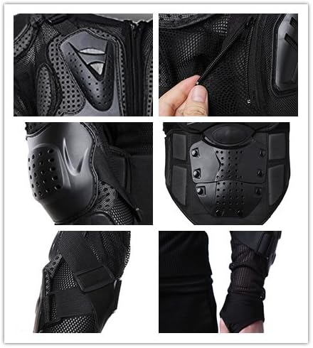Motorcycle Full Body Armor Protective Jacket Guard ATV Motocross Gear Shirt (XXL, black)
