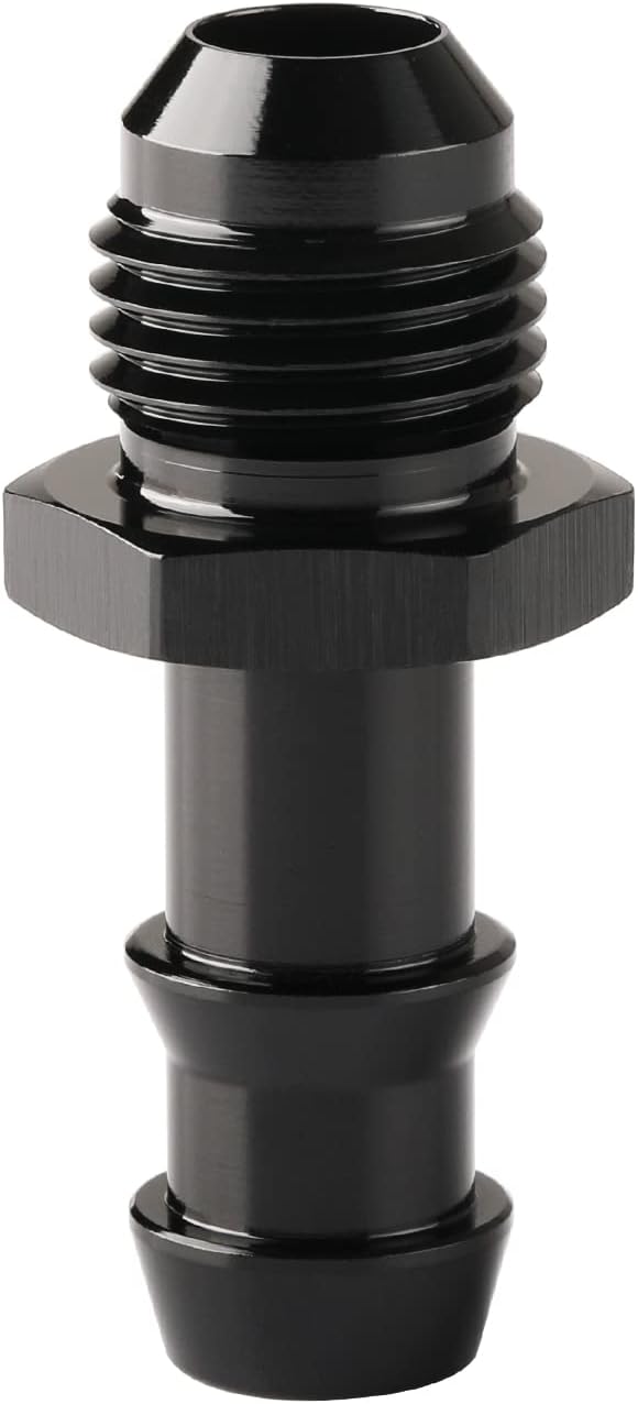6AN Male Flare to 3/8 Hose Barb Straight Fitting Adapter Aluminum Black
