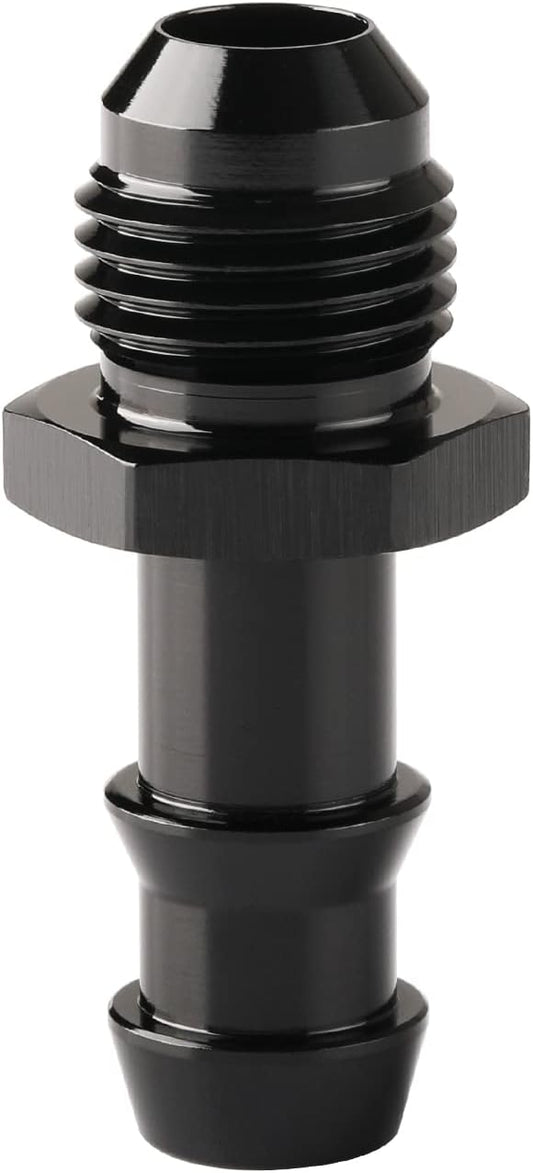 6AN Male Flare to 3/8 Hose Barb Straight Fitting Adapter Aluminum Black