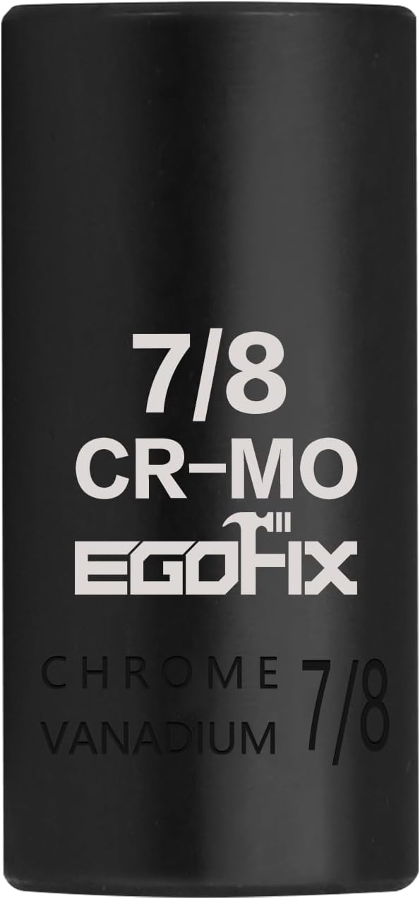 3/8" Drive Deep Impact Socket, 7/8 Inch SAE Socket, CR-MO 6 Point for Easy Removal of Axle Nut