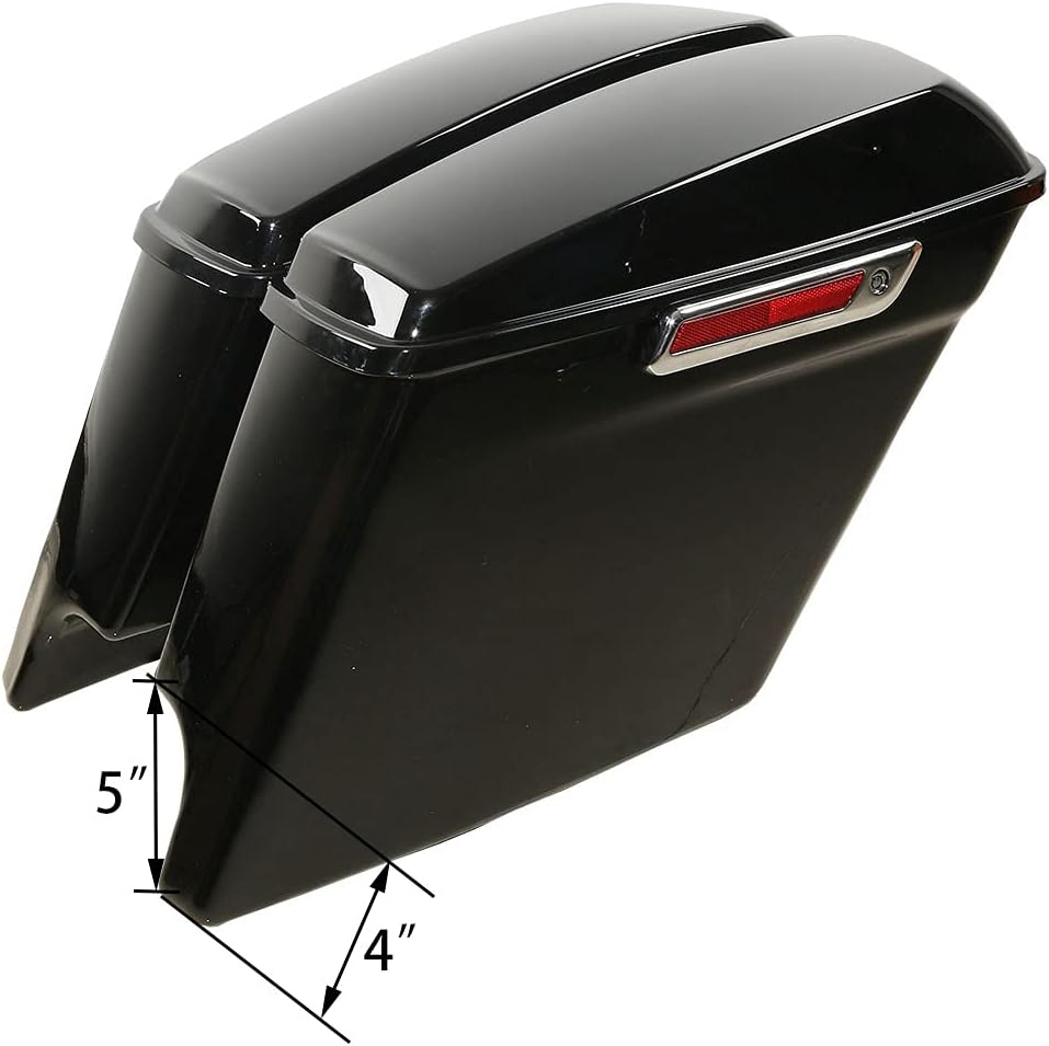 XFMT Vivid Black 5" Stretched Extended Saddlebags Hard Saddle Bags W/Black Conversion Bracket For Harley Softail Heritage Deluxe 1984-2017