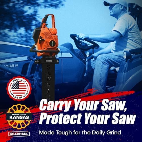 SawHaul Universal Tractor Chainsaw Holder - Made in Kansas USA - Fixed Mount Chainsaw Carrier (28" Black) Compatible w/All Brands