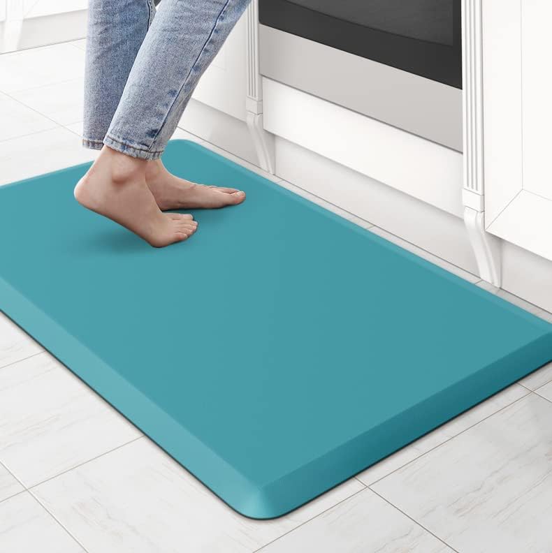 KitchenClouds Cushioned Anti Fatigue Rug 17.3"x28" Waterproof Non Slip Standing Desk Mats Comfort Floor Mats for Kitchen, House Sink Office (Green)
