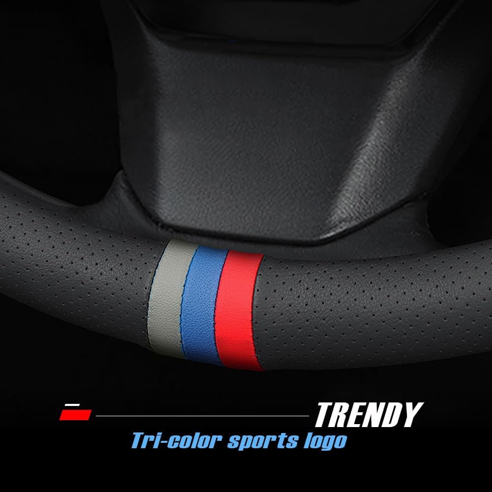 New Nappa Leather car Steering Wheel Cover, Universal 15 inch Black