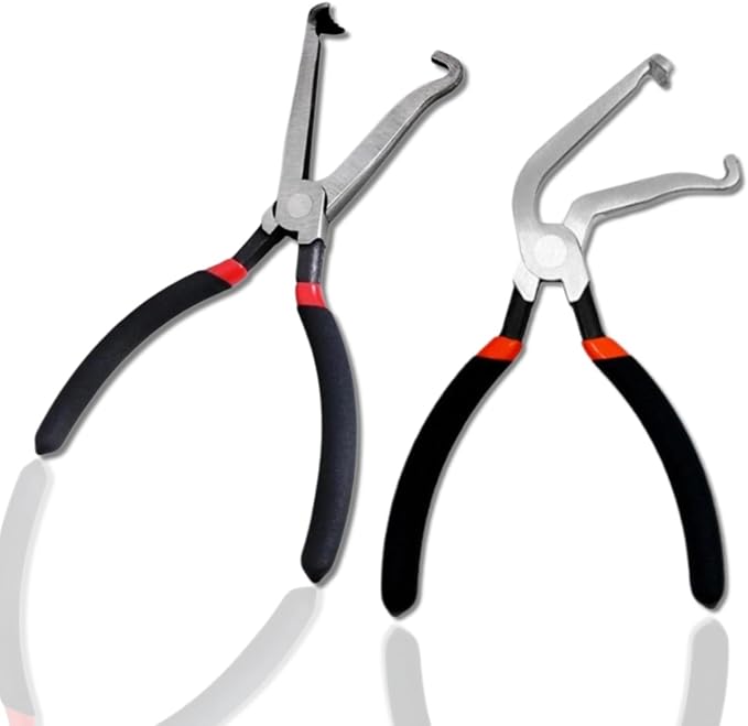 Electrical Disconnect Pliers,Electrical Connector Pliers for Cars,Fuel Line Petrol Clip Pipe, Automotive Hose Disconnect Tools for Push Tab Style Plugs (1*Black60°+1*Black straight)
