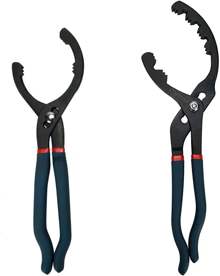 Oil Filter Wrench Set, 12" & 14" 2pcs Adjustable Oil Filter Pliers, Oil Filter Removal Tool, Universal, No Slipping for Engine Filters, Conduit, Fittings