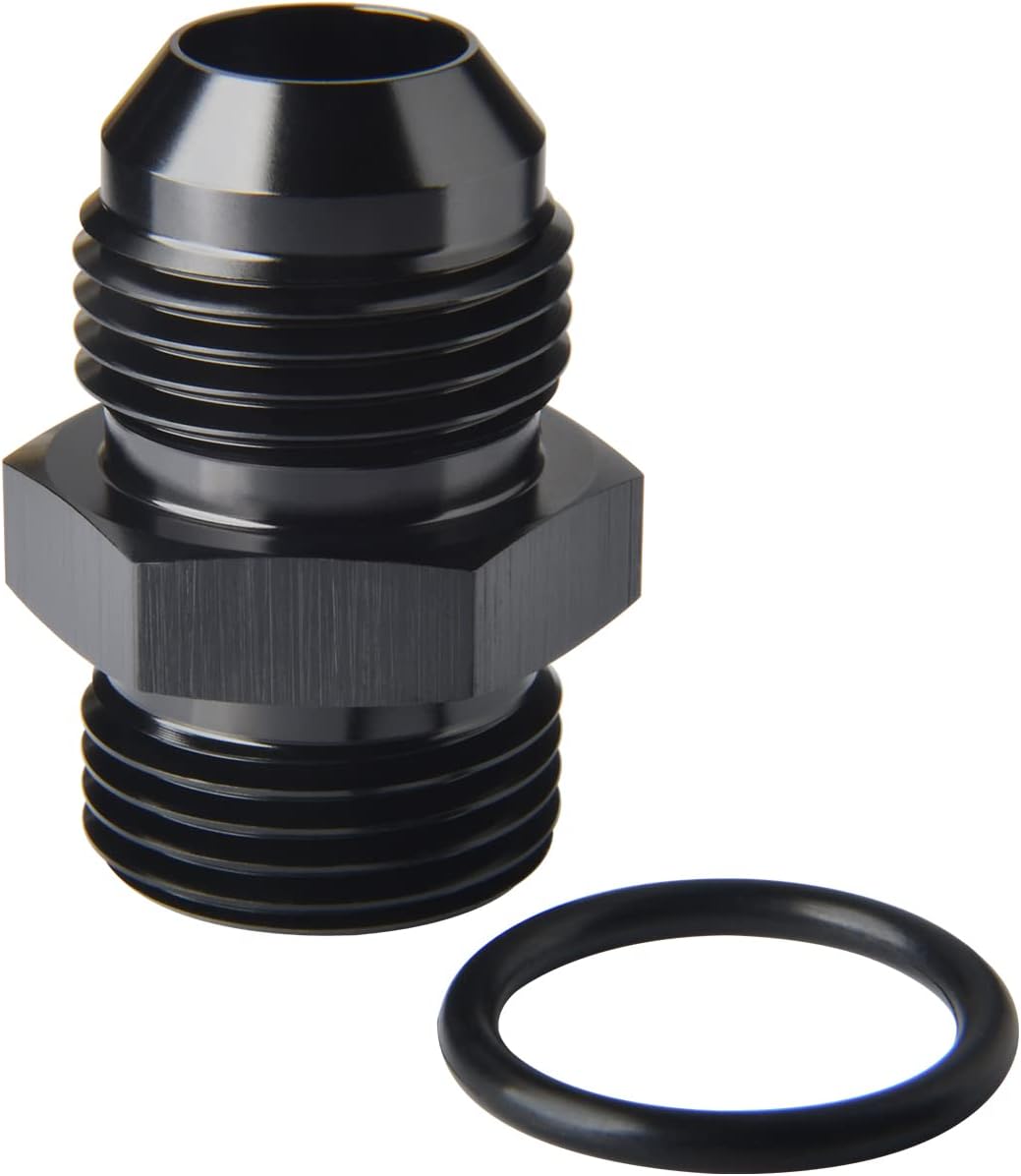12AN Male Flare to 12AN ORB O-ring Boss Fuel Pump Rail Adapter Fitting Aluminum Black