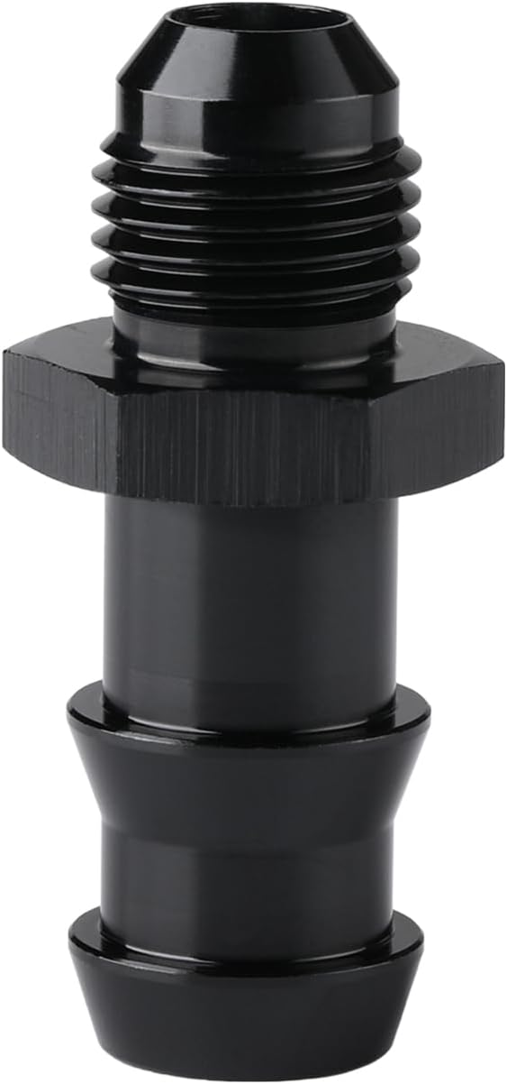 6AN Male Flare to 1/2 Hose Barb Straight Fitting Adapter Aluminum Black