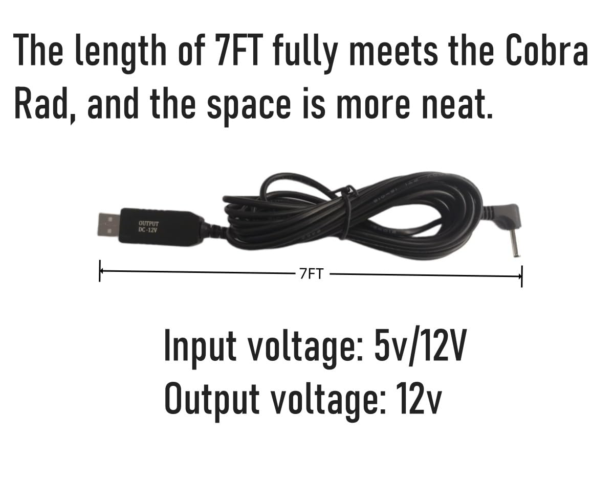Radar Detector Power Cord Compatible with Cobra RAD 480i 350 380 450 Uniden DFR1 DFR3 DFR5 Whistler etc Radar Detector （7FT）