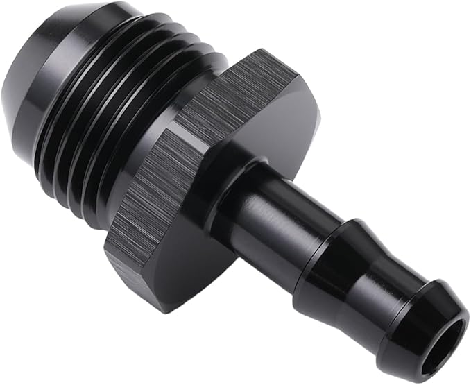 8AN Male Flare to 5/16 Hose Barb Straight Fitting Adapter Aluminum Black