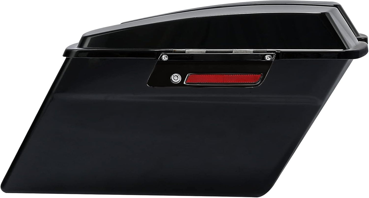 XFMT Vivid Black Hard Saddlebags Saddle Bags Trunk Black Latches W/Chrome Conversion Brackets For Harley Softail Heritage Classic Deluxe 1984-2017