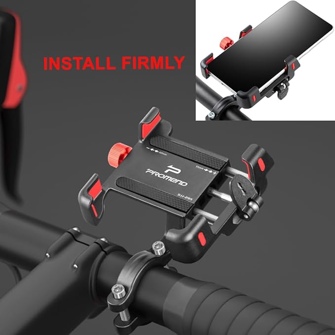 Quick Release Bike Phone Mount Holder, Aluminum Alloy Motorcycle Phone Mount, 360° Rotation, Universal Bicycle Phone Mount for 4.5-7 Inch Phones