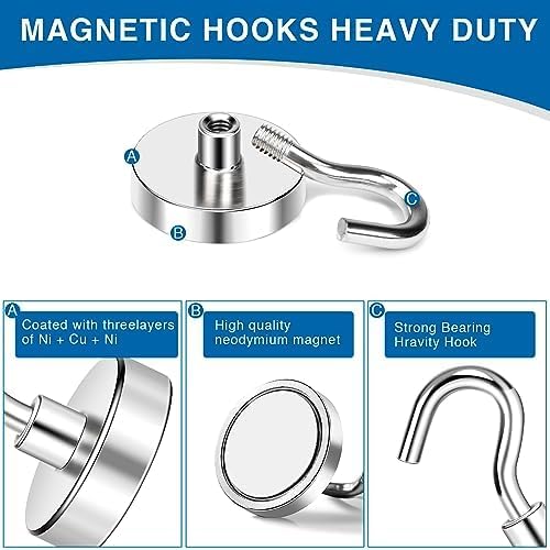 LOVIMAG Magnetic Hooks for Cruise Cabins, 40lbs Magnetic Hooks for Classroom, Strong Magnets with Hook for Hanging, Neodymium Magnet Hook for Fridge, Ceiling, Locker, Camper, Travel-25 Pcs
