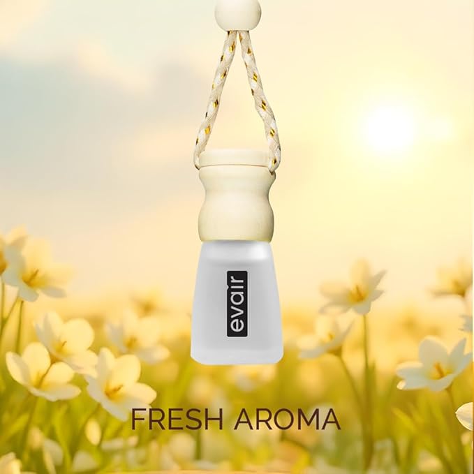 Evair Gardenia Scent For Car Air Freshener | Hanging Air Fresheners with Wooden Diffuser - Long Lasting Fragrance from Essential Oil - 2 Pack