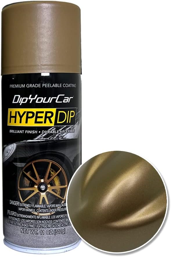 DipYourCar.com HyperDip Paint - Can of Sprayable Automotive Dip Coat - Removable Peelable Paint Protection for Cars - Bronze Gold Satin Coat Spray