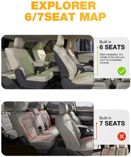 3W Ford Explorer Floor Mats - All Weather TPE Liners, Custom Fit for 6 Passenger 3-Row Explorer (2020-2025) & Hybrid
