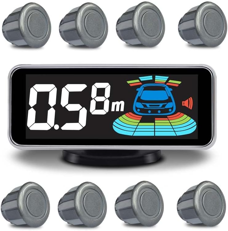 Car Parking Sensors Kit Reverse Radar parktronic System Auto Electronics Vehicle Back Assistant Reverse 8 Sensor (Grey)