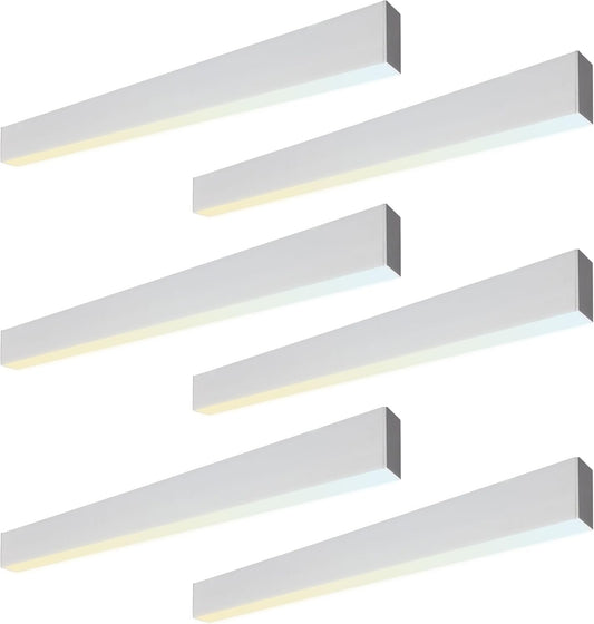 6PK 4FT LED Linear Light, 40W Down 15W Up Light, 3000/3500/4000/5000K CCT Selectable, Commercial Linear Lighting Fixture for Office, Dimmable Suspended Shop Lighting