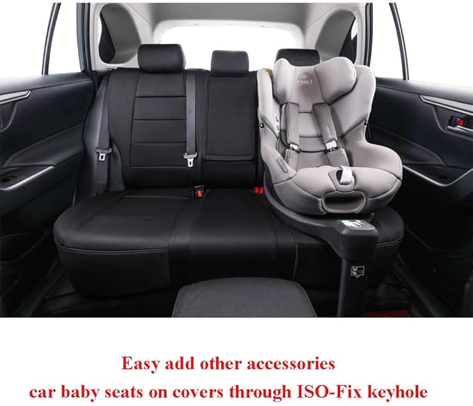 EKR Rav4 Seat Covers Custom Fit for Toyota Rav4 (for Hybrid) 2019-2025 LE,XLE,XLE Premium,Limited,Woodland Edition,Truck Seat Cover Full Set for SUV,Neoprene(Black)