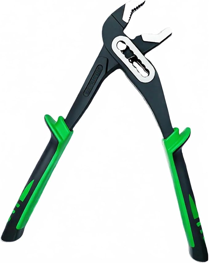 10 Inch Water Pump Pliers 7 Position Quick Adjust Groove Joint with V Jaw CR V Steel Tongue and Groove Plier TPR Handle for Plumbing Automotive and Home Repair