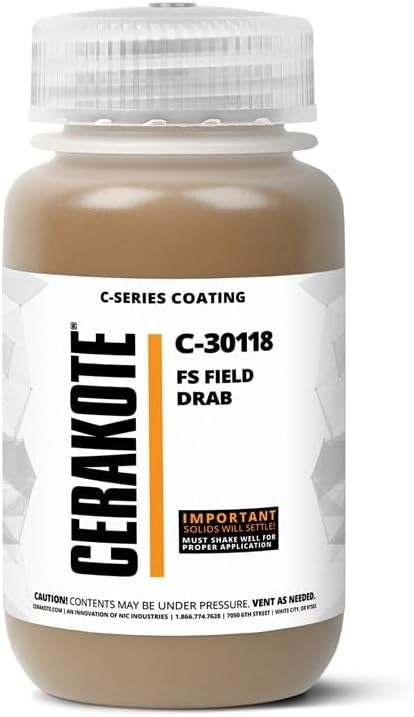 CERAKOTE® ( AIR CURE C-SERIES FS FIELD DRAB [ 4oz ] C-30118T Performance Ceramic Technology + Color on All- Metals, Polymers + More