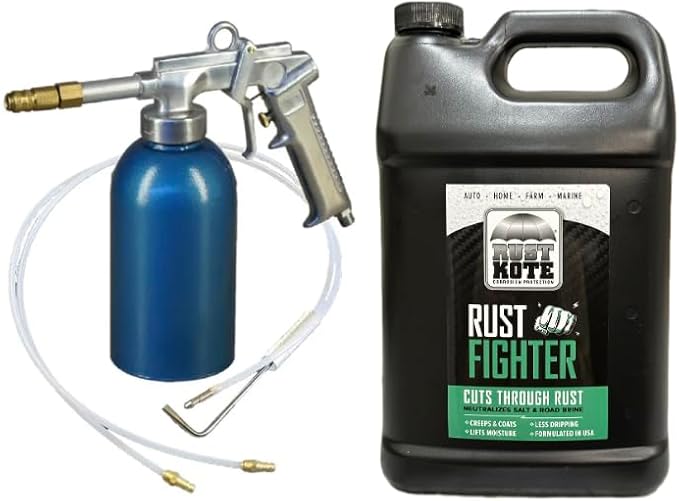 RustKote Rust Fighter 1 Gallon with Lemmer Rust Proofing Kit - Undercoating Gun + Wand
