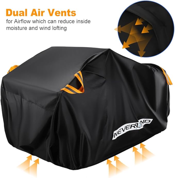 NEVERLAND ATV Cover Waterproof Heavy Duty 300D All Weather Protection Up to 82'' 4 Wheeler Covers Outdoor Storage Compatible with Polaris Sportsman Yamaha Honda Kawasaki KFX with Reflective Strips