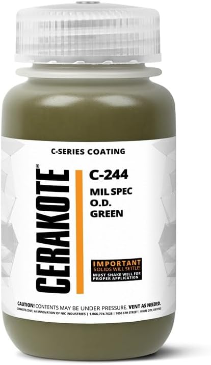 CERAKOTE® ( AIR CURE C-SERIES MIL SPEC O.D. GREEN [ 4oz ] C-244T Performance Ceramic Technology + Color on All- Metals, Polymers + More