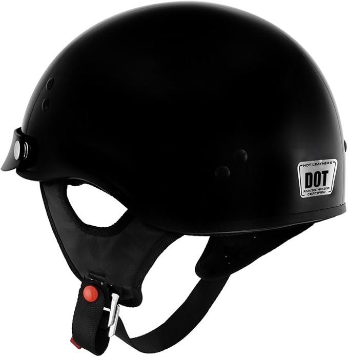 Hot Leathers Advanced Motorcycle DOT Skull Cap Classic Half Helmets Biker HLT