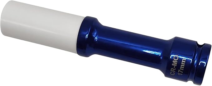 17mm 1/2" Extra-Long Thin Wall Wheel Protector Impact Deep Socket, Impact Drive Lug Nut Socket, Non-Marring Lug Nut Hand Repair Removal Tool