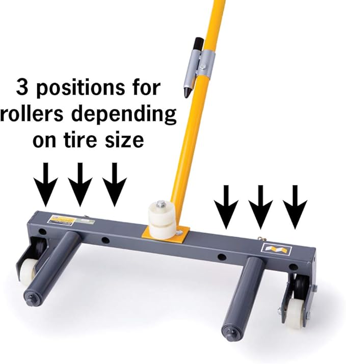 Rolling Wheel Dolly for Changing Car, Truck, Skid Steer, ATV, and Trailer Tires, Tire Lift for Large and Small Vehicles, 3 Roller Positions, 485 Pound Capacity